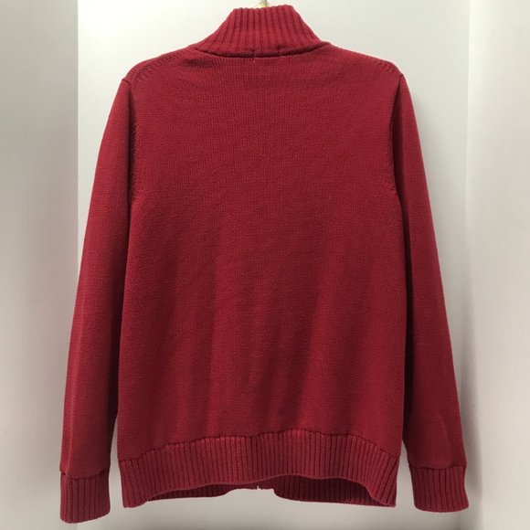 L.L. Bean Red & Blue Plaid Flannel Lined Full Zip Cardigan Sweater - Picture 3 of 15